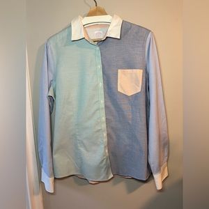 Size 16 Brooks Brothers Tailored Cotton Button Up Shirt color block, non iron